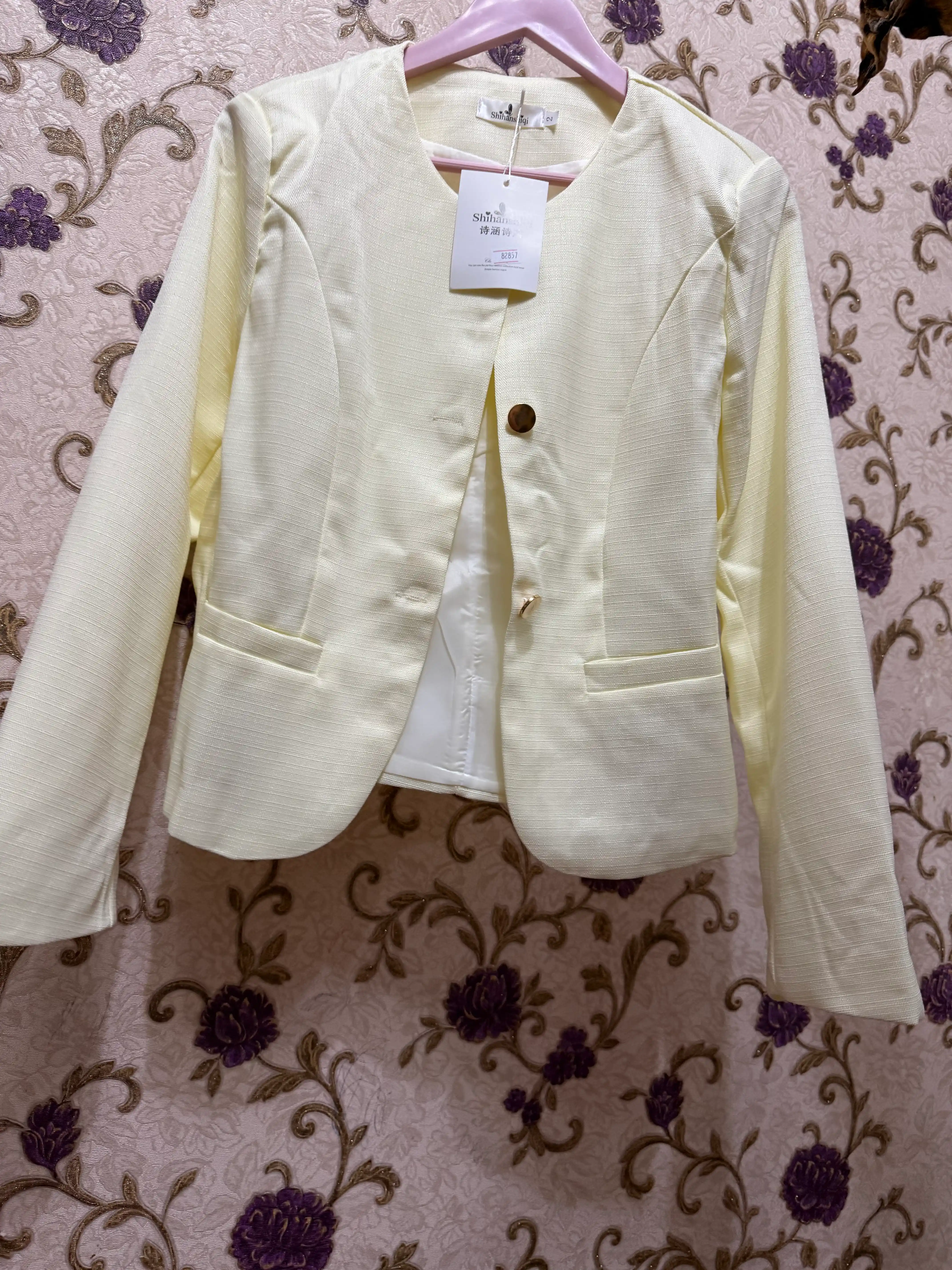 Tvid jaket, klassik pidjak, dumaloq yoqali kostyum, ayollar uchun bahor va kuzgi, L va XL