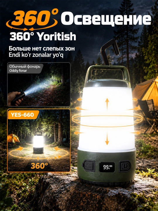 LED 36W kemping fonari sayohat va tabiat uchun chiroq