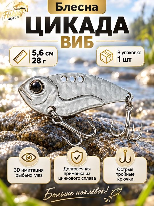 Yirtqich baliqlar uchun Sikada blesna, shuka, sudak va okun uchun - 