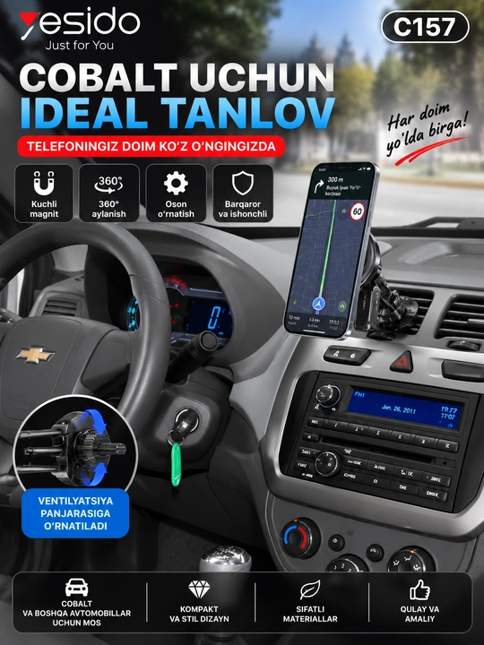YESIDO  — telefon uchun magnitli avtomobil ushlagichi