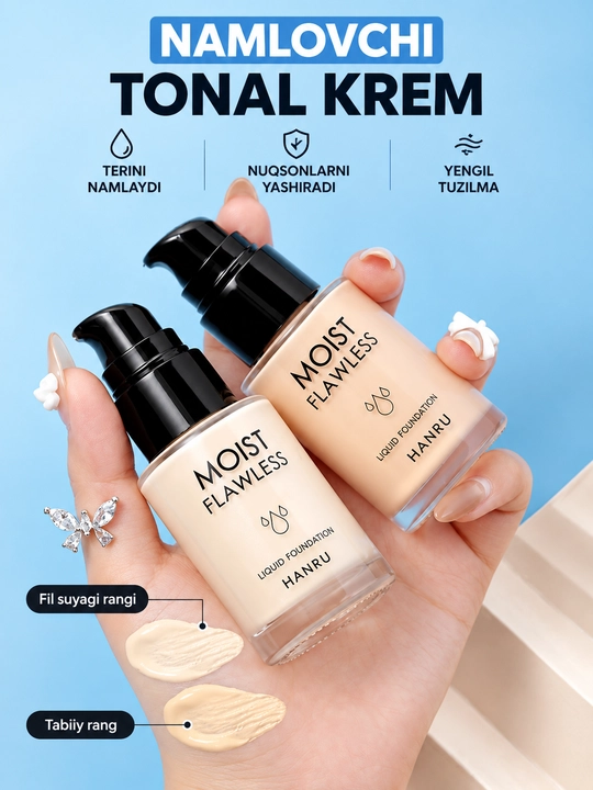 Makiyaj to‘plami 4 tasi 1 da, tonal krem, pudra, makiyaj bazasi, gubka, Make Up Set