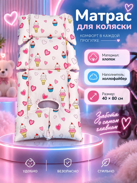 Матрас для детской коляски, для автокресло, матрас на шезлонг, на стульчик