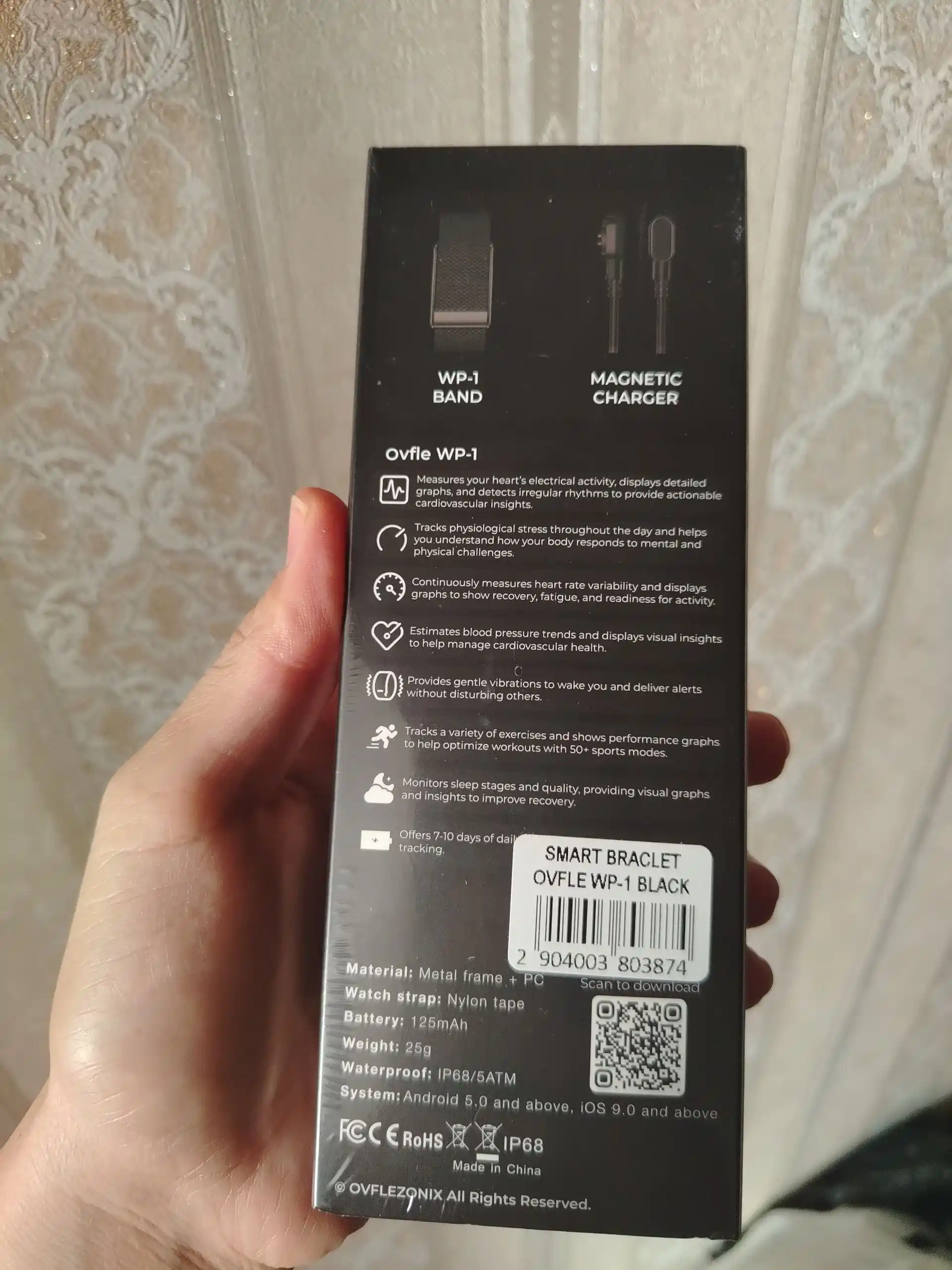 Cмарт-браслет, WP 100+ спортивных режимов, ECG, Bluetooth, IP68, 5ATM