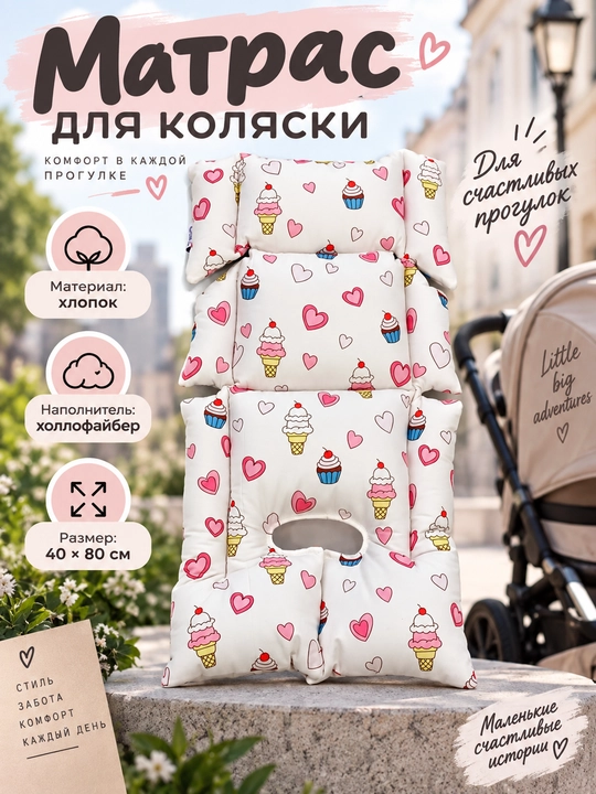 Матрас для детской коляски, для автокресло, матрас на шезлонг, на стульчик