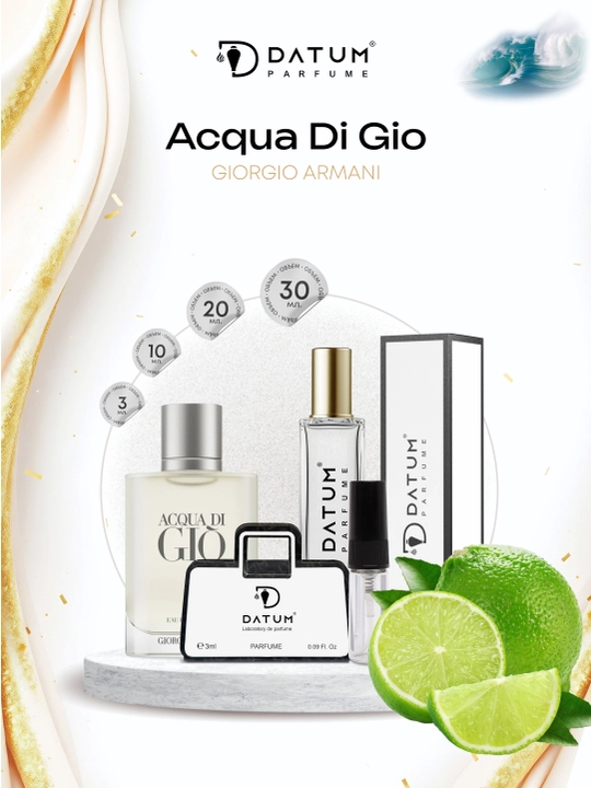 Духи мужские Datum Parfume Acqua Di Gio с бергамотом, лаймом, жасмином и кедром - 