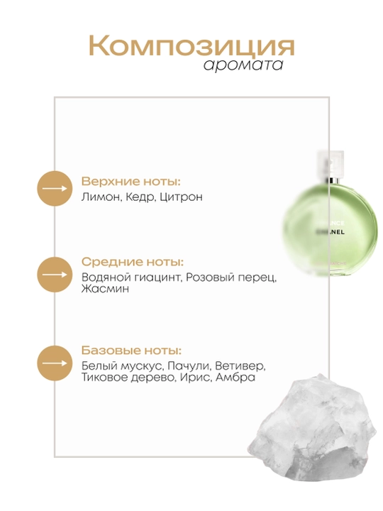 Ayollar atiri Datum Parfume Chance Eau Fraiche, limon, yasmin va oq muskus bilan