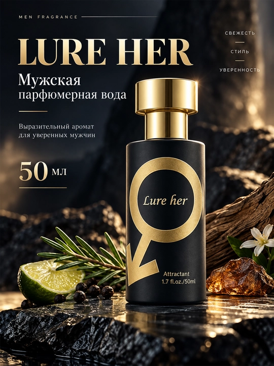 Мужская парфюмерная вода Lure her с феромонами, древесный аромат, 50 мл - 