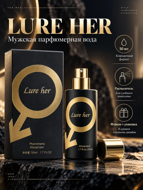 Lure her erkaklar parfyumlangan suv feromonli yog‘ochsimon hid, 50 ml