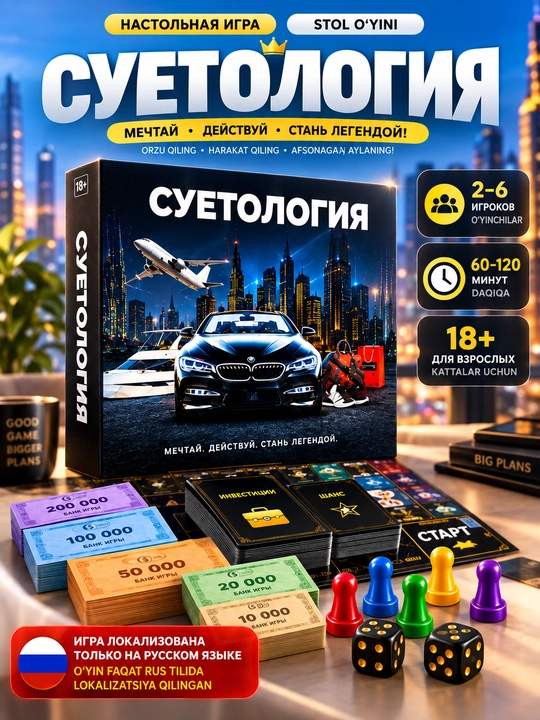 Настольная игра «Суетология» 18+, 2–6 игроков, стратегия и развлечения - 
