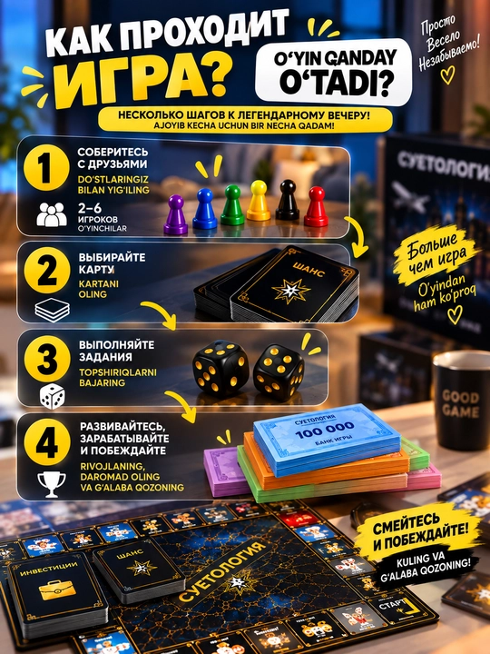 Настольная игра «Суетология» 18+, 2–6 игроков, стратегия и развлечения