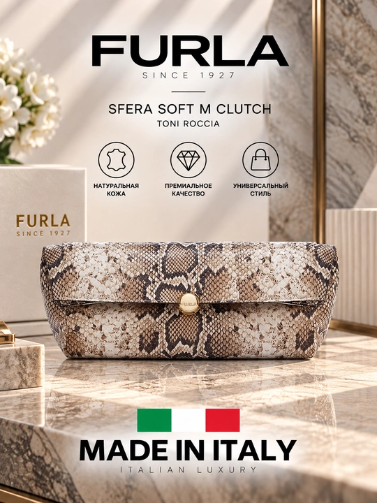 Сумка Furla sfera soft m clutcht toni roccia - 