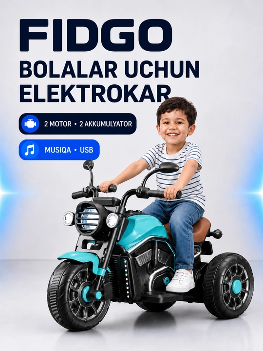 FIDGO akkumulyatorli bolalar elektromobili, velosiped va kvadrosikl - 