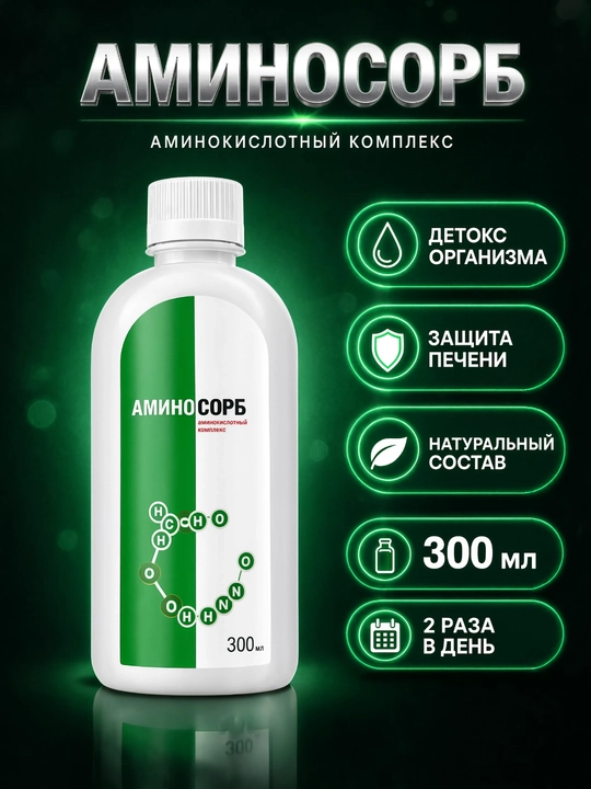 Aminosorb Амино Сорб, сорбент для очищения организма, 300 мл - 