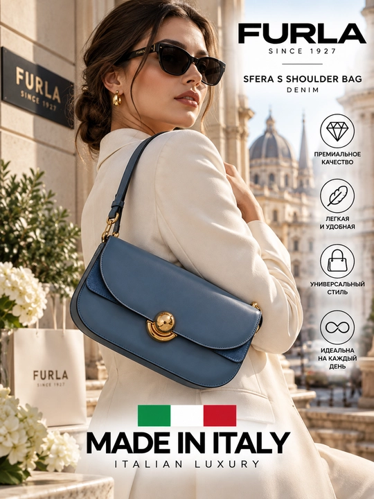 Sumka FURLA SFERA S SHOULDER BAG DENIM