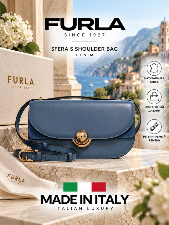 Sumka FURLA SFERA S SHOULDER BAG DENIM - 