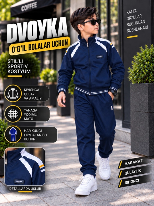 O‘g‘il bolalar uchun sport kostyumi – qulay, zamonaviy va sifatli, 6–8 yosh