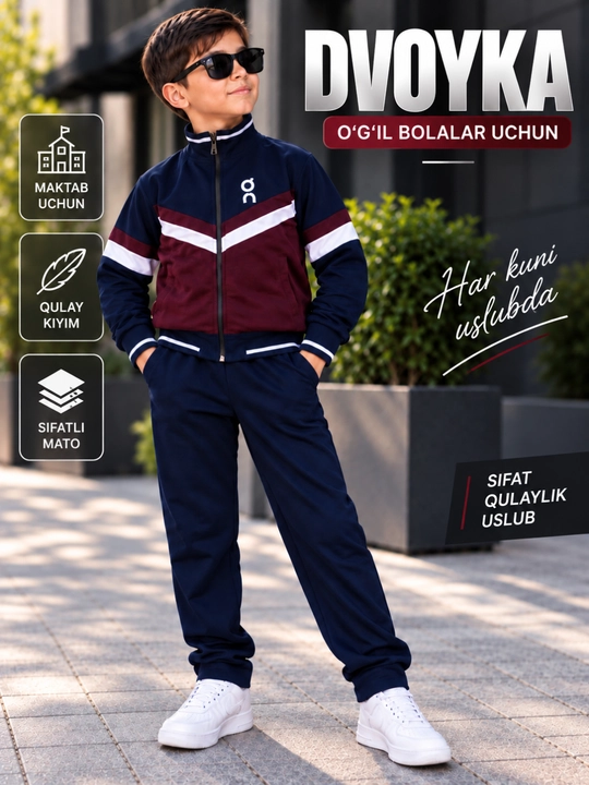 O‘g‘il bolalar uchun sport kostyumi – qulay, zamonaviy va sifatli, 6–8 yosh