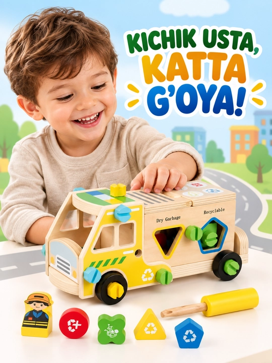 Yog‘och rivojlantiruvchi doska, bolalar uchun alifbo va matematika, Montessori o‘yinchoq - 