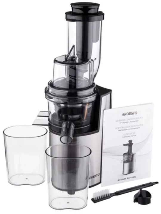 Шнековая соковыжималка Ardesto JEG-1330SL, 200Вт, 0.6л, 80мм, реверс