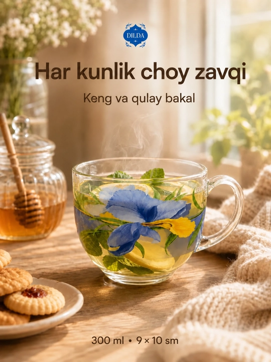 Shisha krujka, 300 ml, issiqqa chidamli, ergonomik tutqichli, choy va qahva uchun