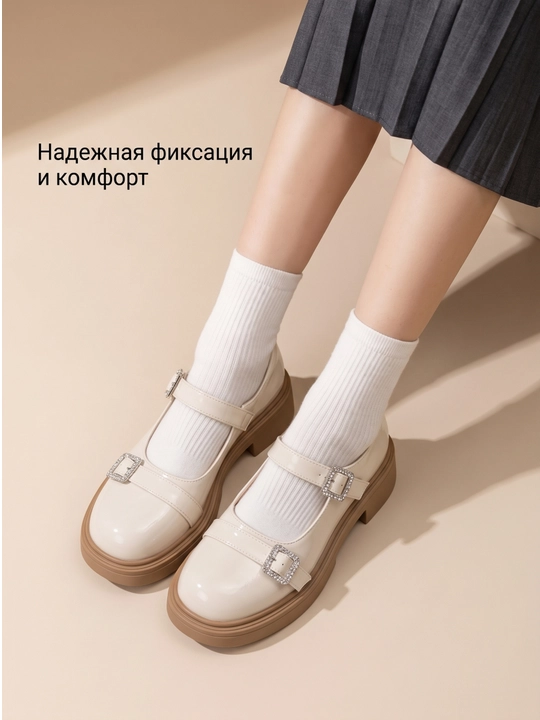 Женские, современные, лакированные туфли Mary Jane, с декоративными пряжками