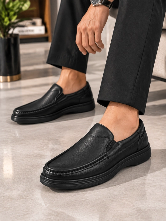 Мокасины мужские черные, натуральная кожа, Fast step, Турция