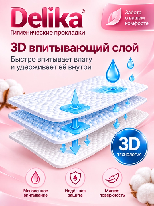 Delika Ultra yupqa gigiyenik prokladkalari