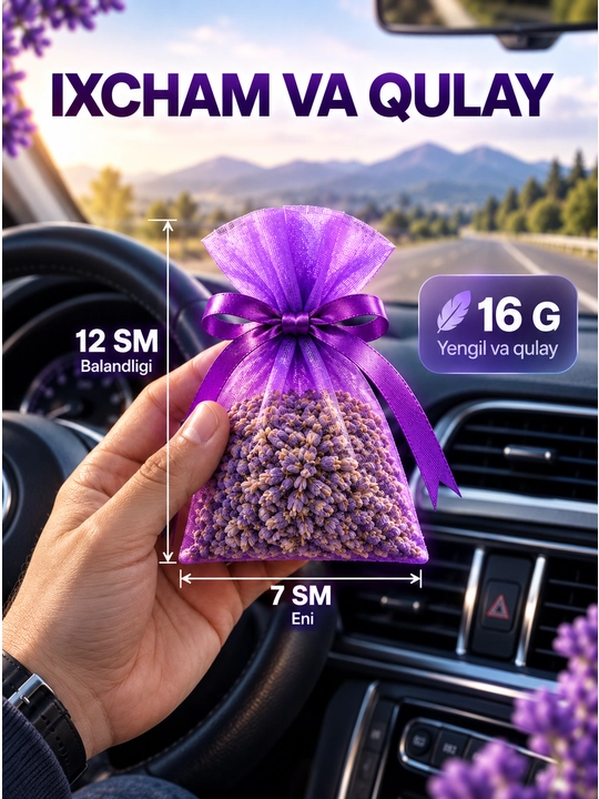 Tabiiy lavanda sashe, mashina uchun asvejitel va avtomobil saloni uchun aromatizator