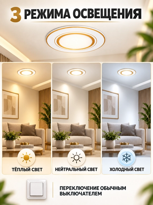 O‘rnatiladigan LED shift chirog‘i, 3 xil yorug‘lik, 5W/7W, 220V