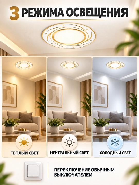 O‘rnatiladigan LED shift chirog‘i, 3 xil yorug‘lik, 5W/7W, 220V