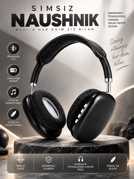 Simsiz Bluetooth Quloqchin – Hi-Fi Stereo Ovoz, 12 Soat Ishlash va Bluetooth 5.0 - 