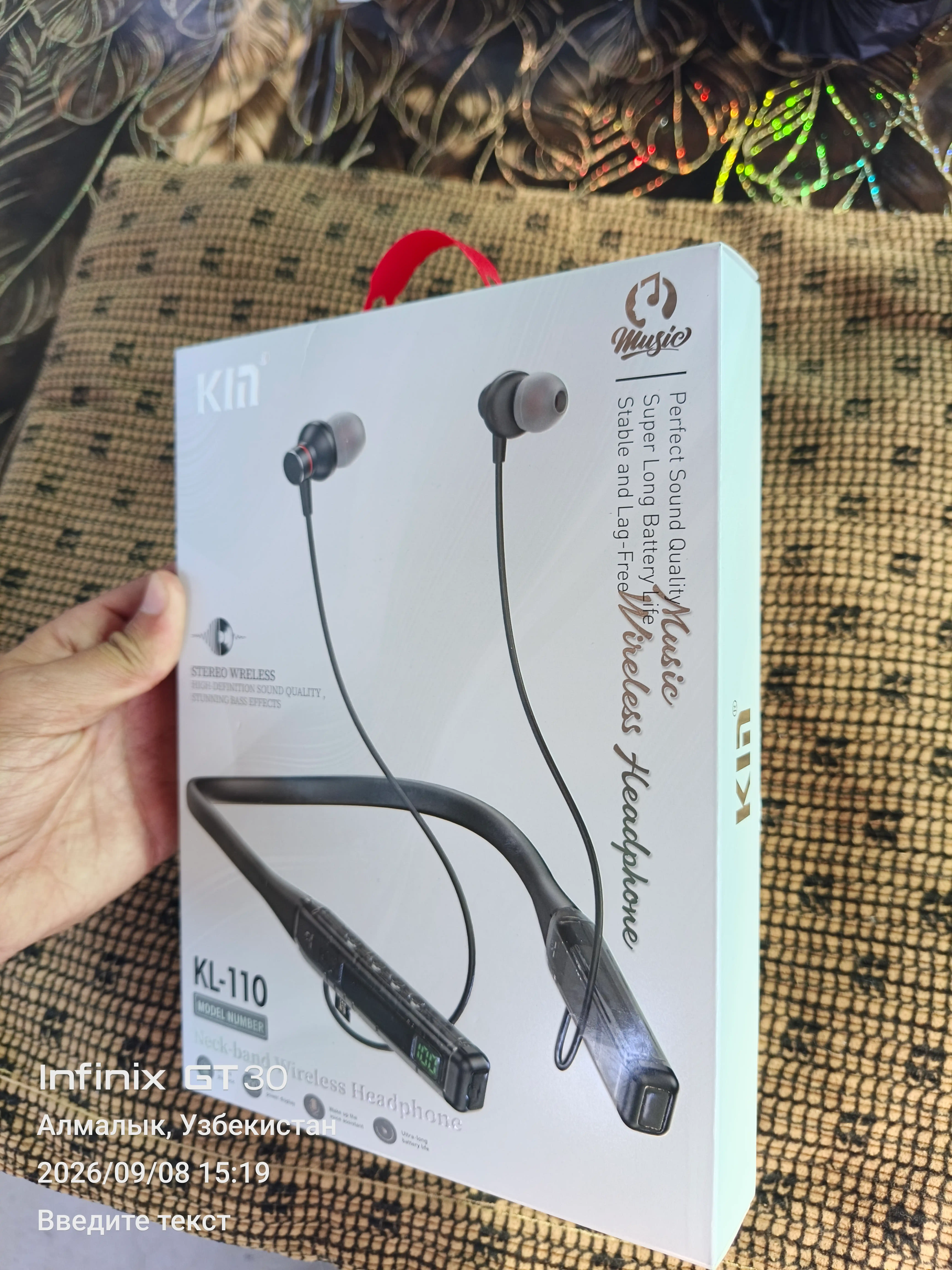 Simsiz quloqchin KIN KL110 neckband 38 soat Bluetooth TF-karta mikrofon