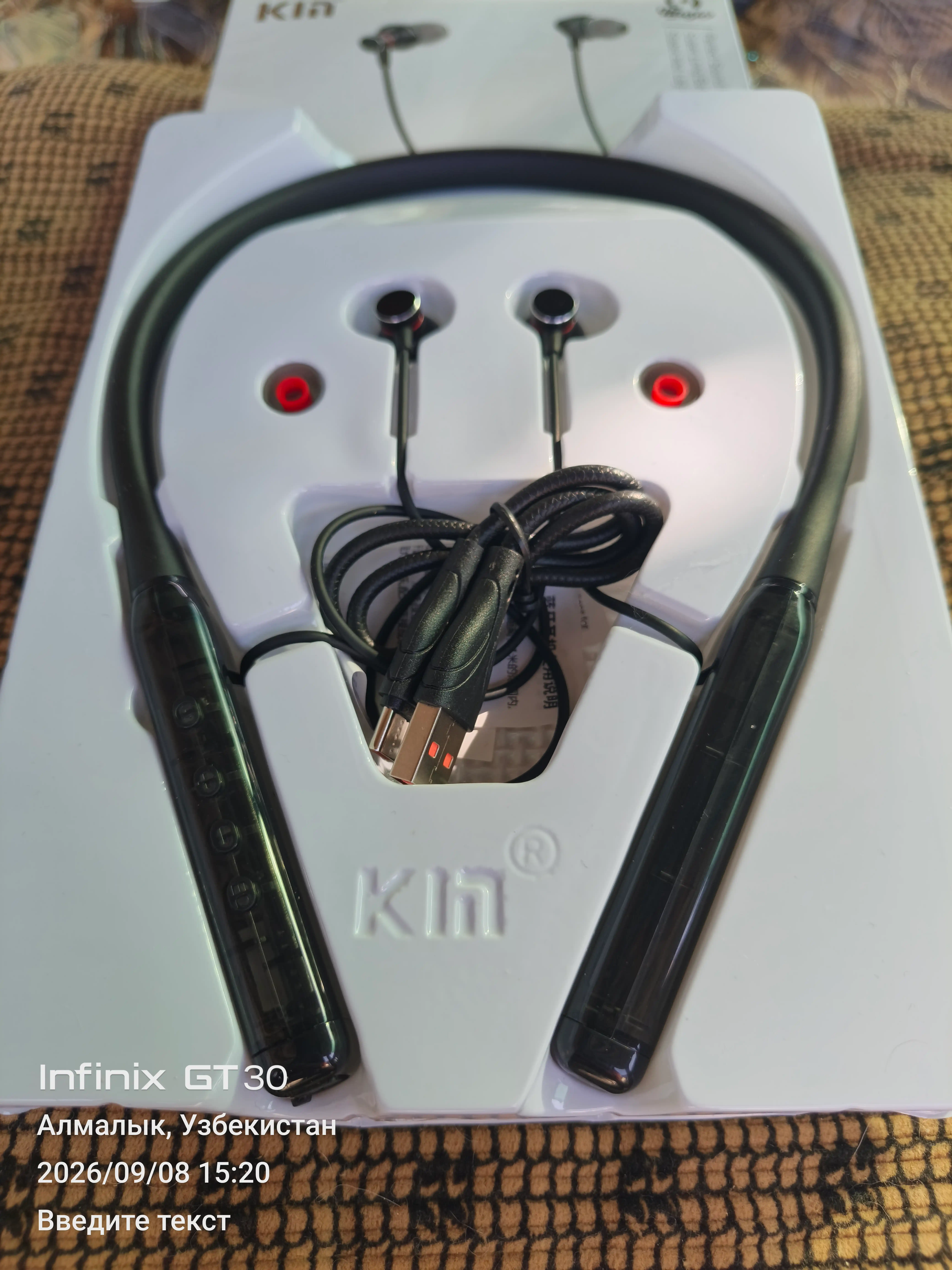 Simsiz quloqchin KIN KL110 neckband 38 soat Bluetooth TF-karta mikrofon