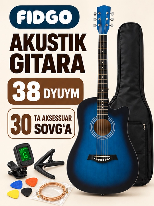Akustik gitara, FIDGO to‘plamida 30 ta aksessuar - 