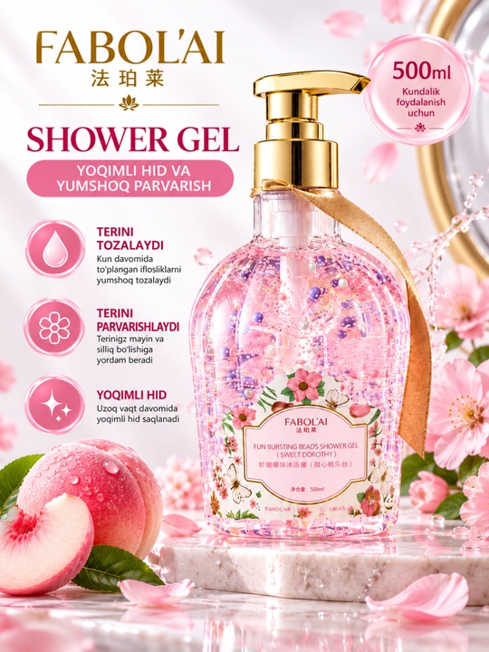 FABOL’AI Petal Shower Gel гель для душа с лепестками цветов, 500 мл