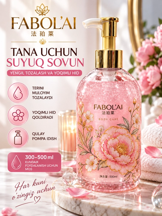FABOL’AI Luxury Body Care жидкое мыло для тела с цветочным ароматом, 500 мл - 