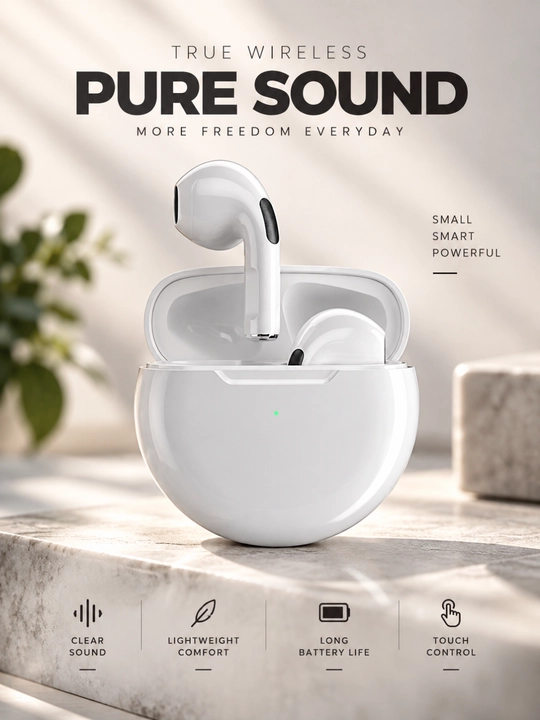 Pro 6 Bluetooth 5.3 simsiz TWS quloqchinlari sensorli boshqaruv va quvvatlash qutisi bilan - 