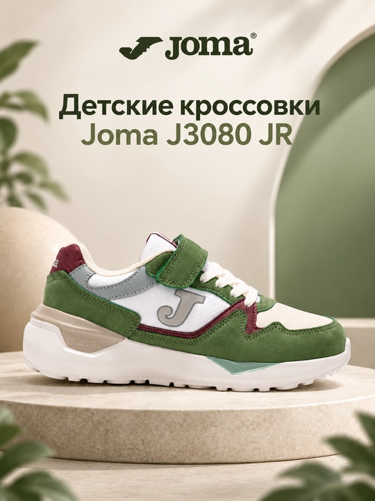 Детские кроссовки Joma J3080 JR на липучке, зелёные
