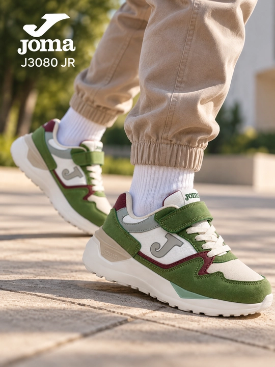 Детские кроссовки Joma J3080 JR на липучке, зелёные
