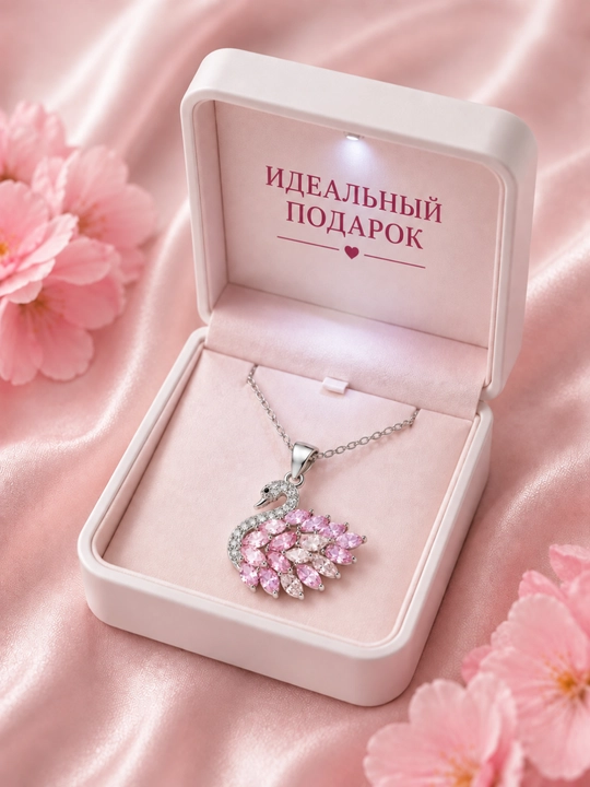 Женская цепочка с кулоном «Лебедь», украшение с фианитами, бижутерия, подарок женщине