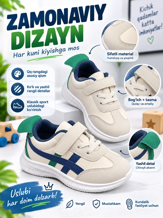 Bolalar krossovkasi, o‘g‘il va qiz bolalar uchun kundalik oyoq kiyim, malomerka razmer
