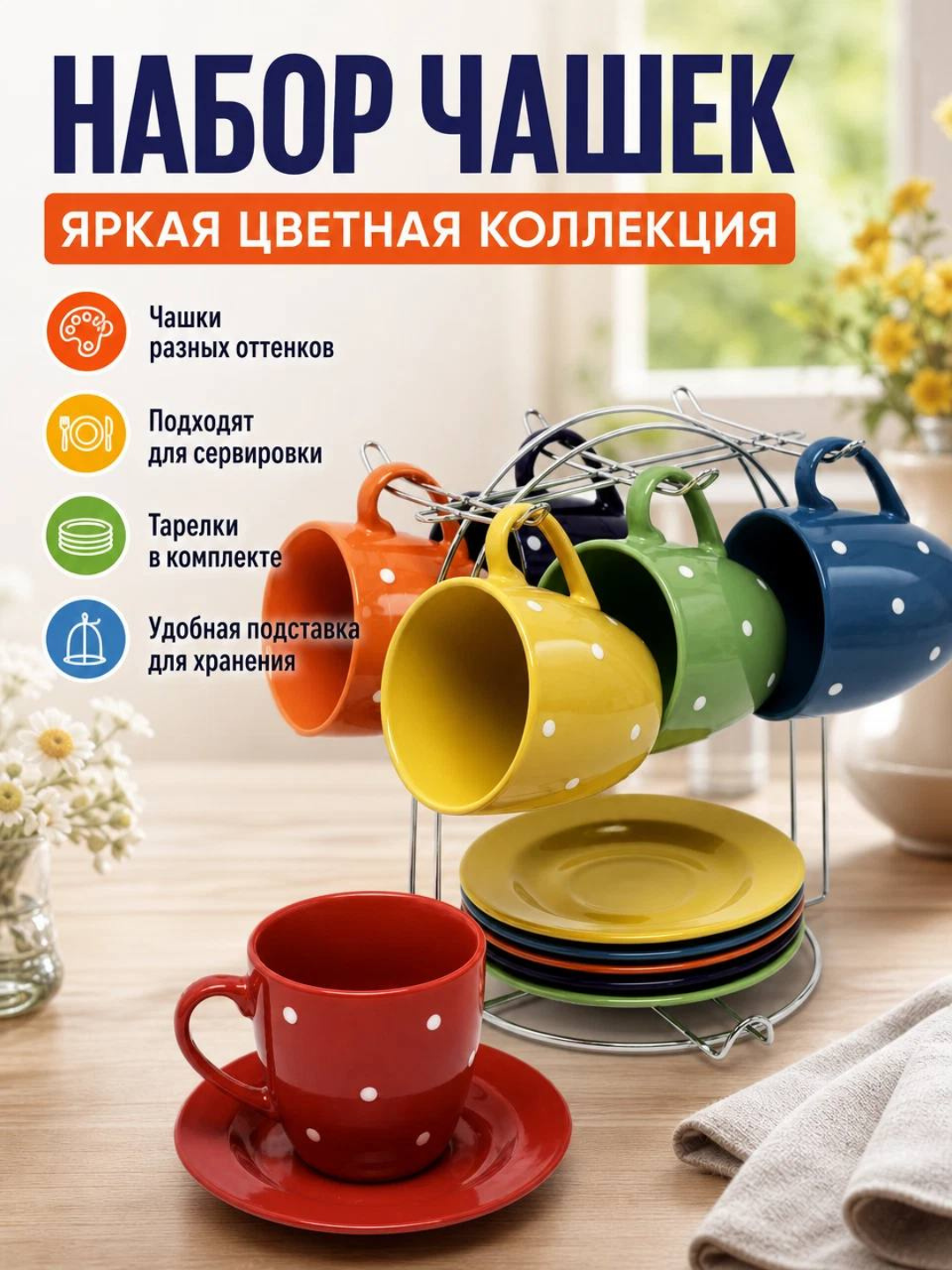 6 kishilik choy to'plami, yorqin nuqta - 