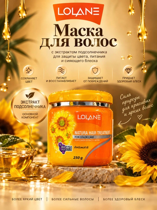 Lolane Hair Treatment with Sunflower Extract — маска для окрашенных волос с подсолнечником - 