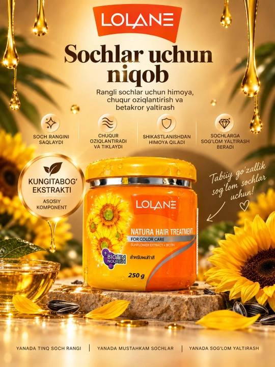 Lolane Hair Treatment with Sunflower Extract — маска для окрашенных волос с подсолнечником