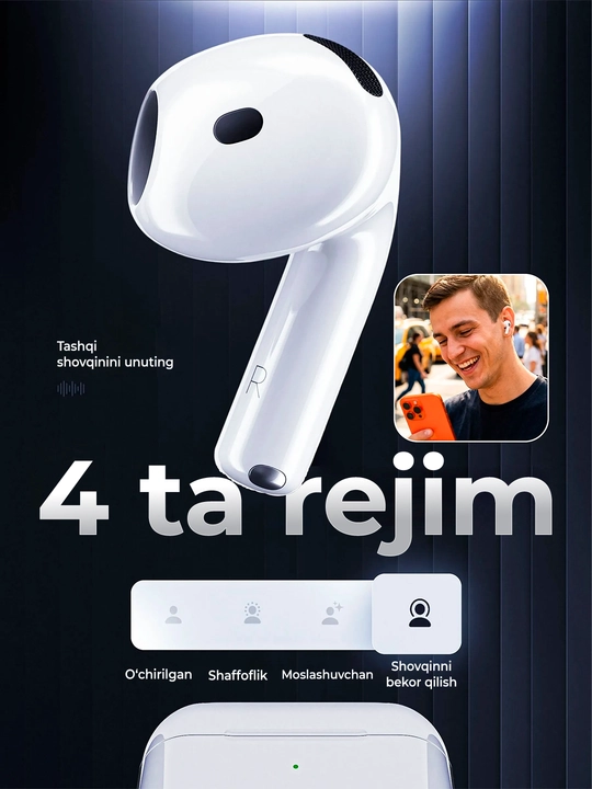 Pods 4 Bluetooth quloqchinlari, ANC simsiz quloqchinlar