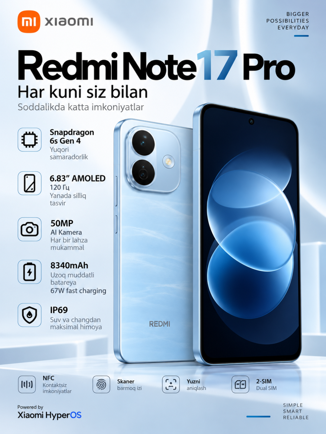 Smartfon REDMI Note 17 Pro , 6.83" AMOLED 120 Gs, Snapdragon 6s Gen 4 - 