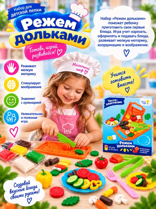 Набор для детской лепки GENIO KIDS-ART, Режем дольками