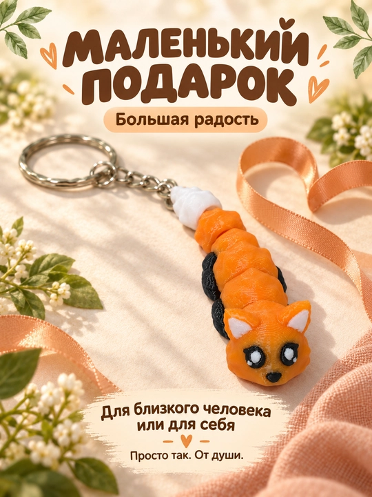 Tulki brelok harakatlanuvchi figurka 3D bosma, antistress, suvenir, sovg'a