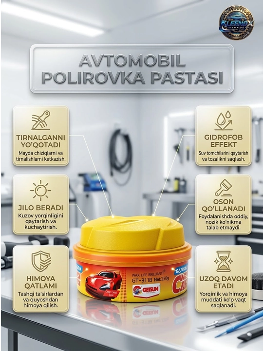 Barcha avto uchun GETSUN GT-3118 karnauba cila mumi, chiziqlarni yashiruvchi himoya, 230g - 