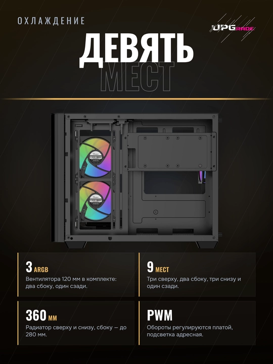 Корпус компьютерный Ocypus Iota C50 Curve ARGB Digital Mid-Tower